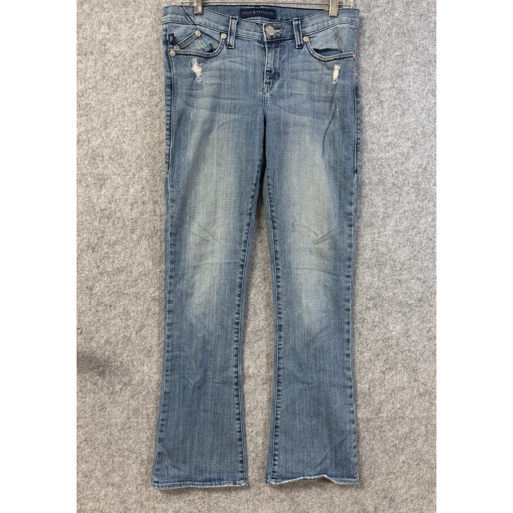 Rock & Republic Kasandra Jean Low-Rise Bootcut Embellished Jeans Women's Size 6
